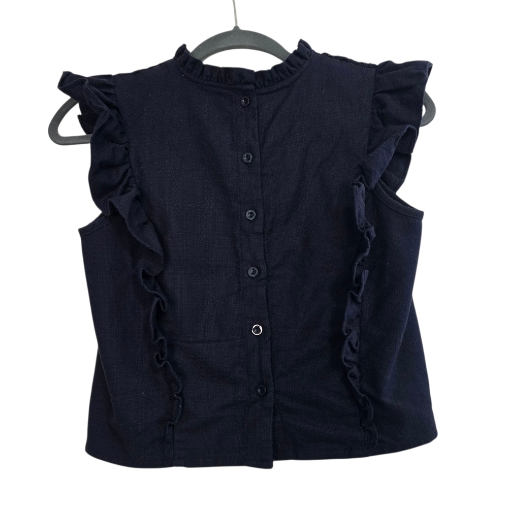 Moon River Blue Ruffled Crop Top - Picture 3 of 9